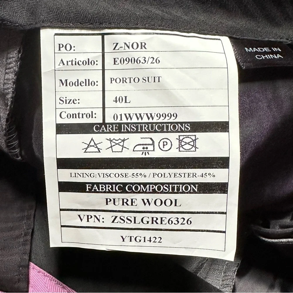 Zanetti Grey Flat Front Wool Porto Suit Dress Pant